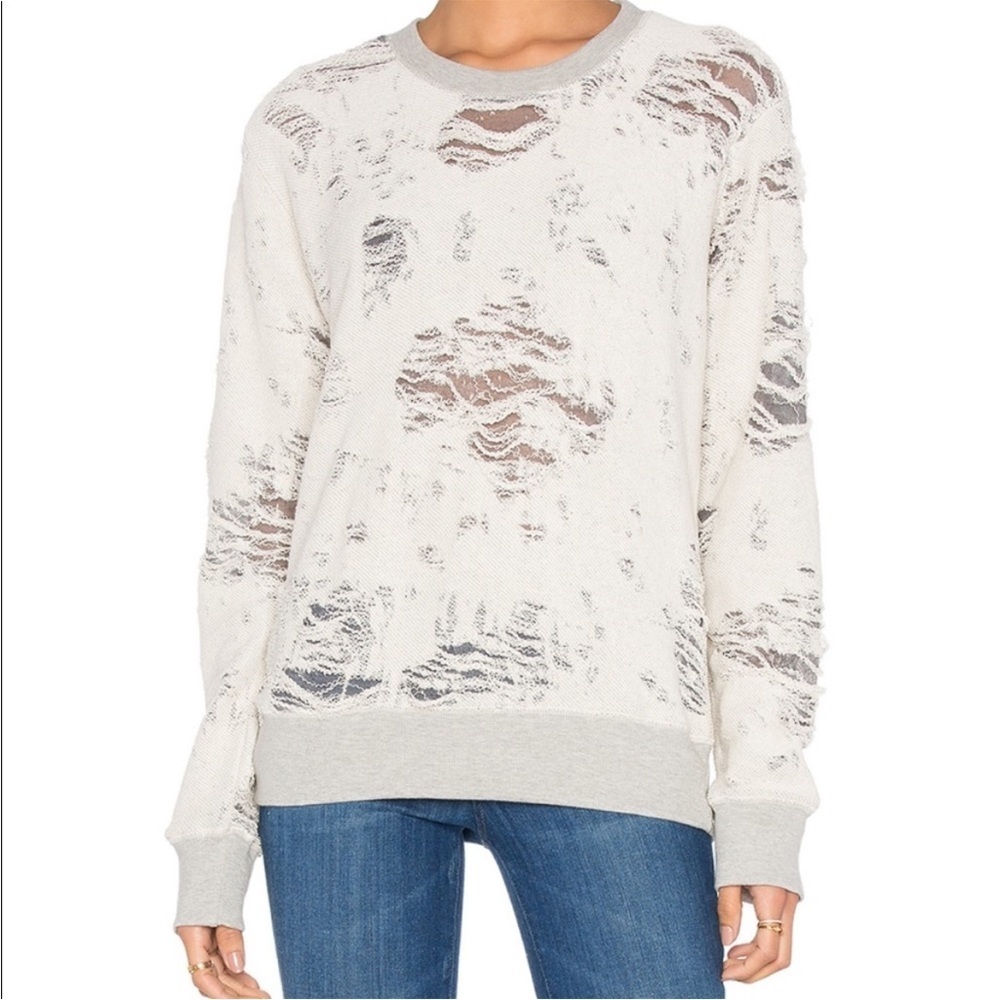 IRO Jeans Revolve Kismet Distressed Y2K Sweatshirt Grey Women’s size Small
